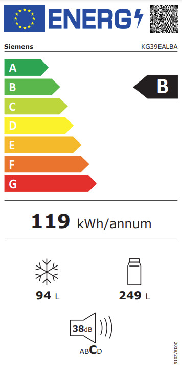 Siemens KG39EALBA energielabel