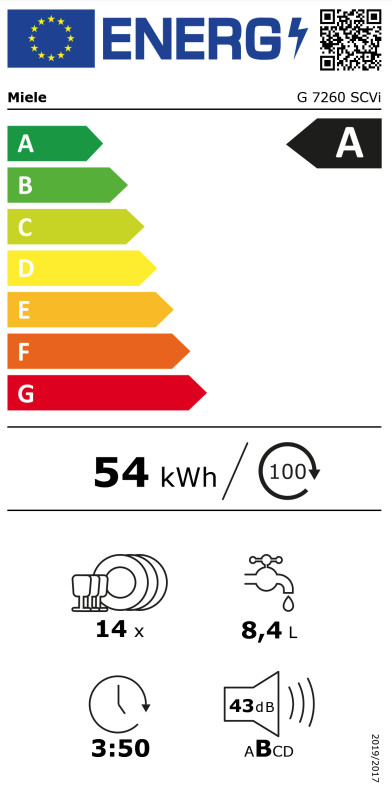 Miele G 7260 SCVi energy label