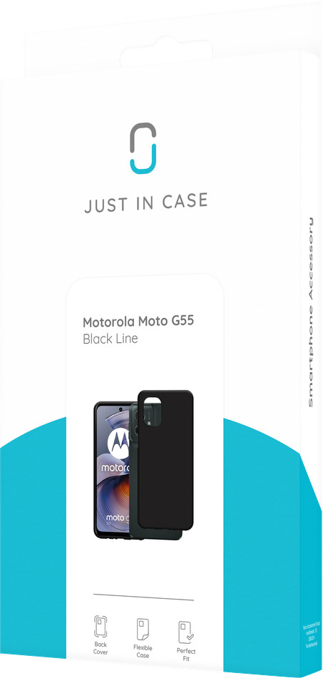Just in Case Soft Design Motorola Moto G55 Backcover Schwarz verpackung