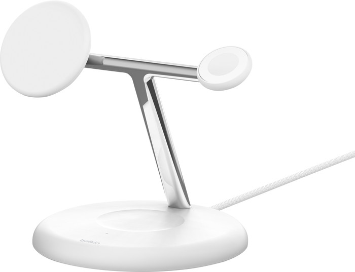 Belkin Boost Charge Pro MagSafe and Qi2 3-in-1 Wireless Charger 15W with Stand White front
