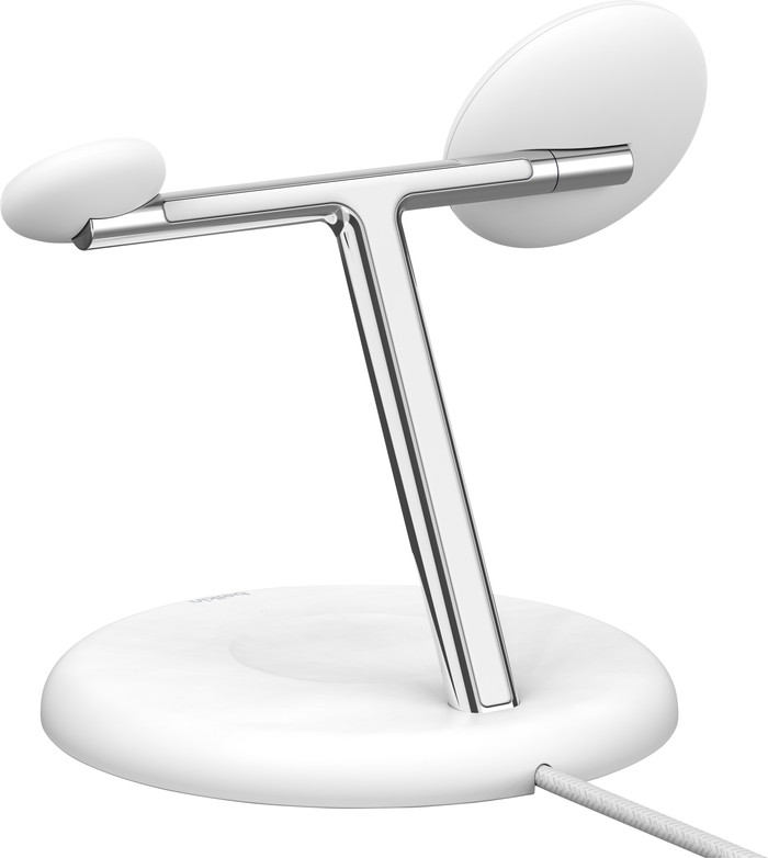 Belkin Boost Charge Pro MagSafe and Qi2 3-in-1 Wireless Charger 15W with Stand White back