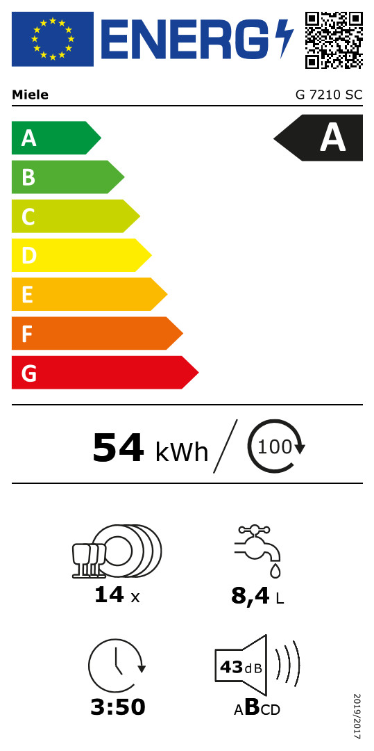 Miele G 7210 SC White energy label
