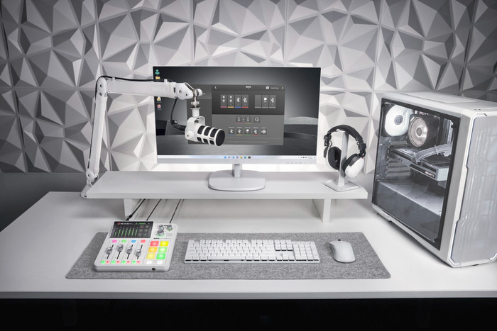 Rode Rodecaster Duo Weiß produkt in gebrauch