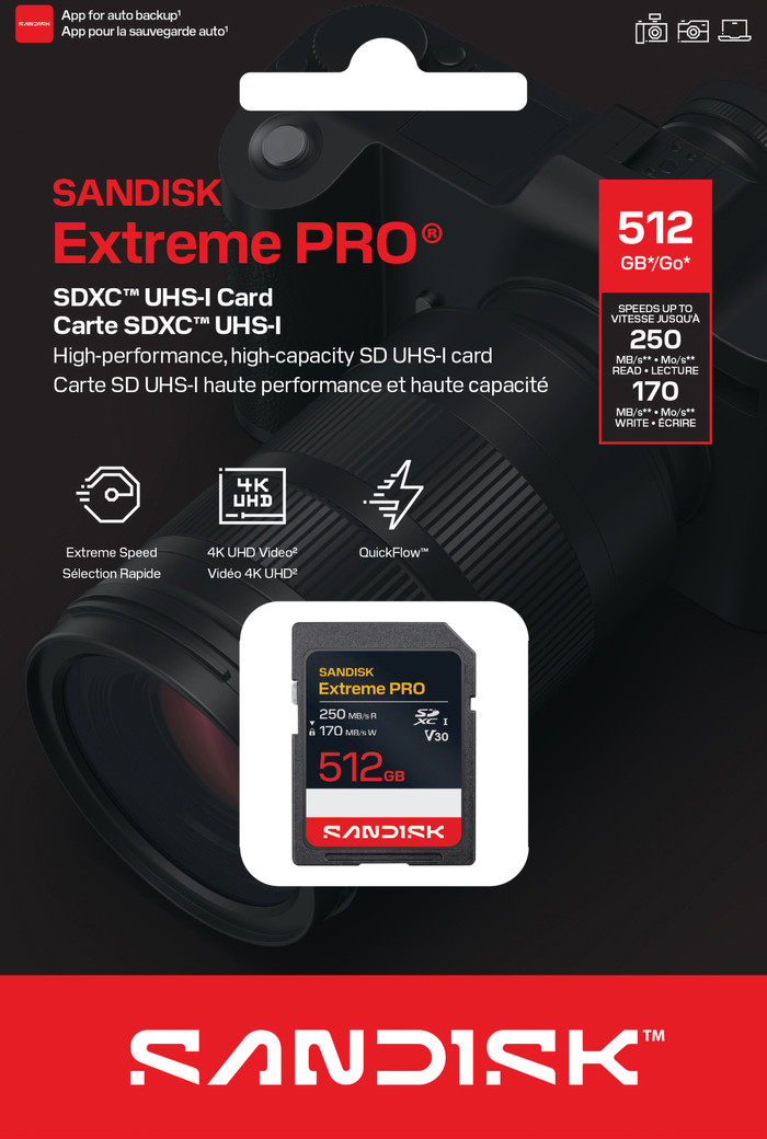 SANDISK Extreme PRO SDXC 512GB 170 MB/s verpackung