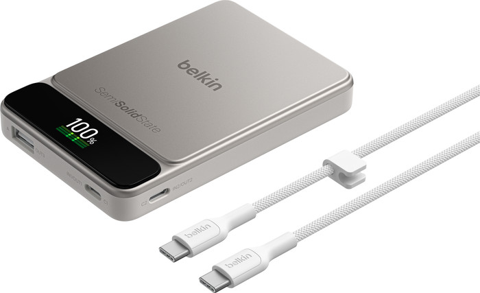 Belkin Powerbank 10.000 mAh mit Schnellladefunktion 45 Watt Beige vorne