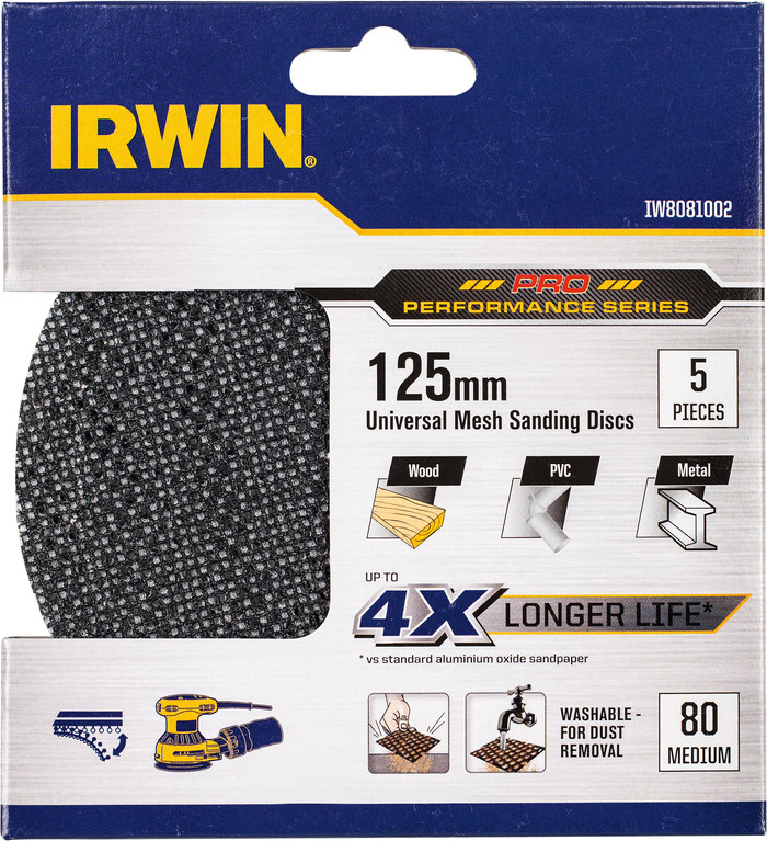 Irwin Schleifgitter 125 mm K80 (5x) verpackung