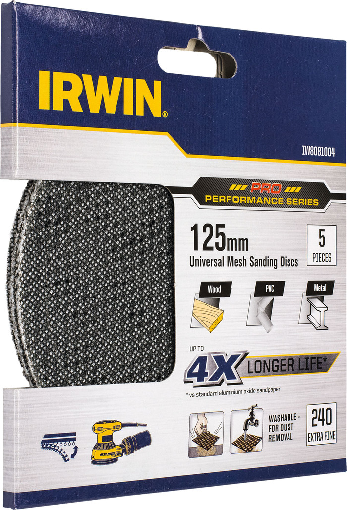 Irwin Schleifgitter 125 mm K240 (5x) verpackung