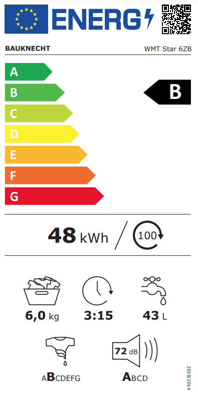Bauknecht WMT Star 6ZB energy label