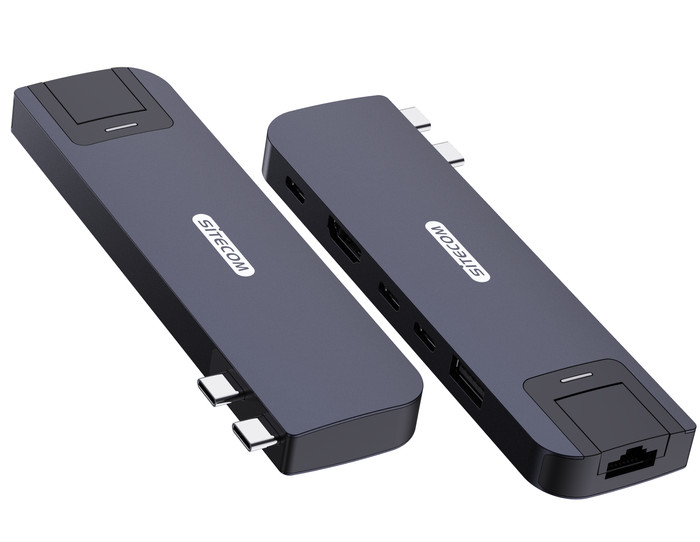 Sitecom MacBook Air Multiport Hub 6 in 2 Dark Blue front