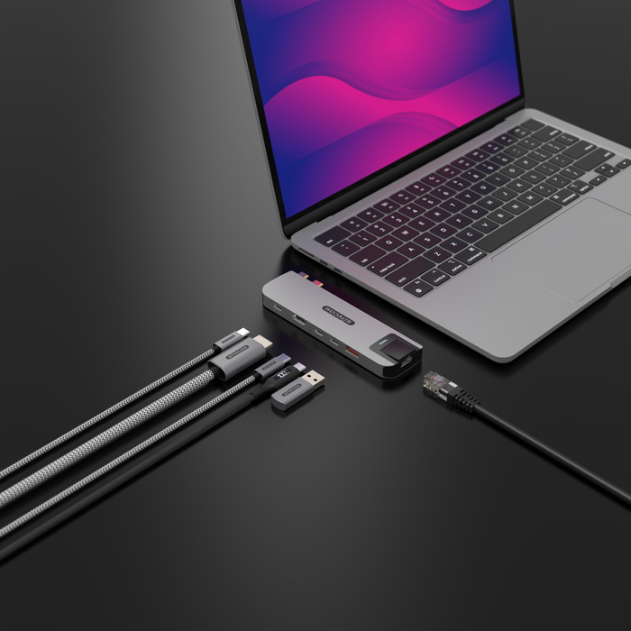 Sitecom MacBook Air Multiport Hub 6 in 2 Silver detail