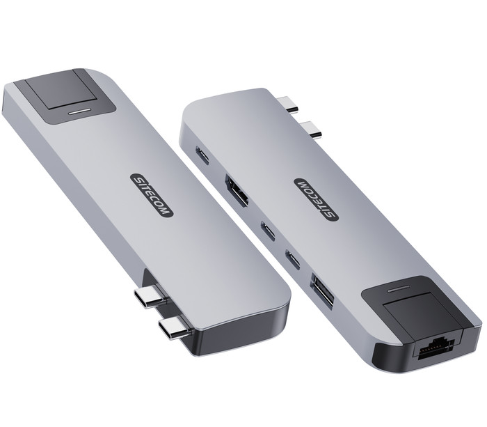 Sitecom MacBook Air Multiport Hub 6 in 2 Silver front