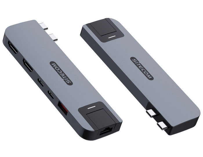 Sitecom MacBook Pro Multiport Hub 6-in-2 Grau vorne
