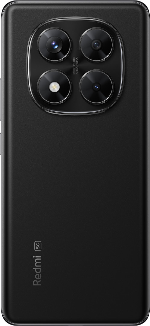 Redmi Note 14 Pro 256GB Schwarz 5G + BlueBuilt Ladegerät mit 3 USB-Anschlüssen 65 W Schwarz vorne