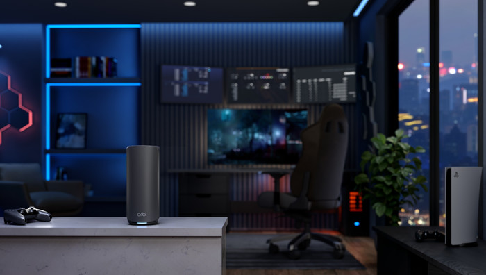 Netgear Orbi RBE870 Schwarz Erweiterung produkt in gebrauch