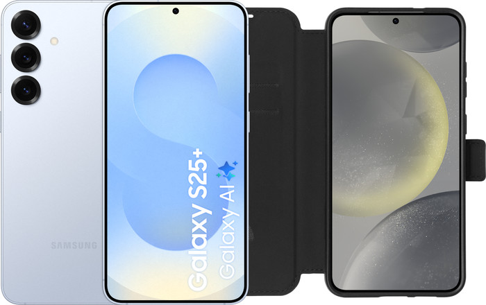 Samsung Galaxy S25 Plus 256GB Hellblau 5G + BlueBuilt Book Case Schwarz Main Image