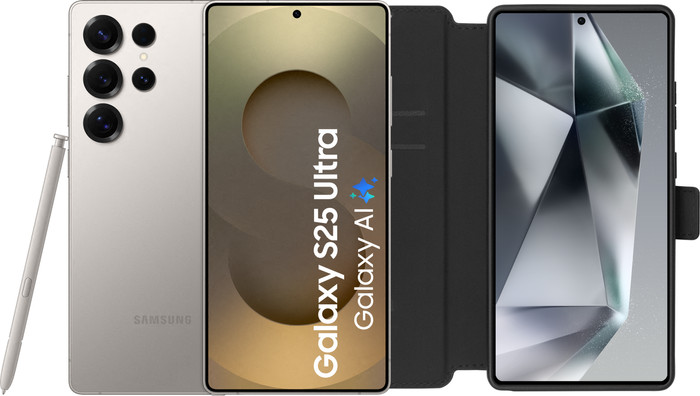 Samsung Galaxy S25 Ultra 256GB Grau 5G + BlueBuilt Book Case Schwarz Main Image