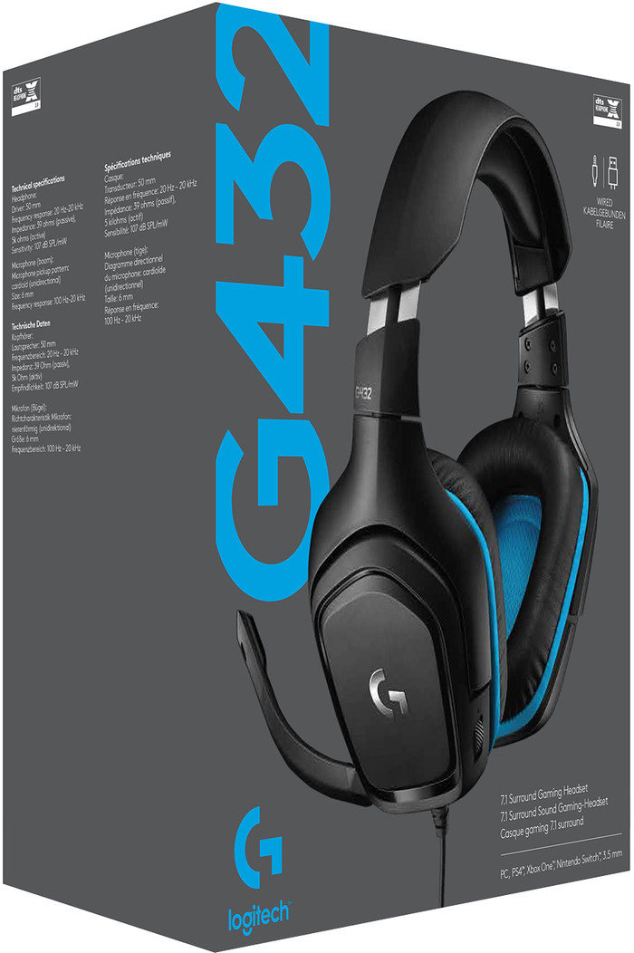 Logitech G432 7.1 Surround Sound Wired Gaming-Headset verpackung