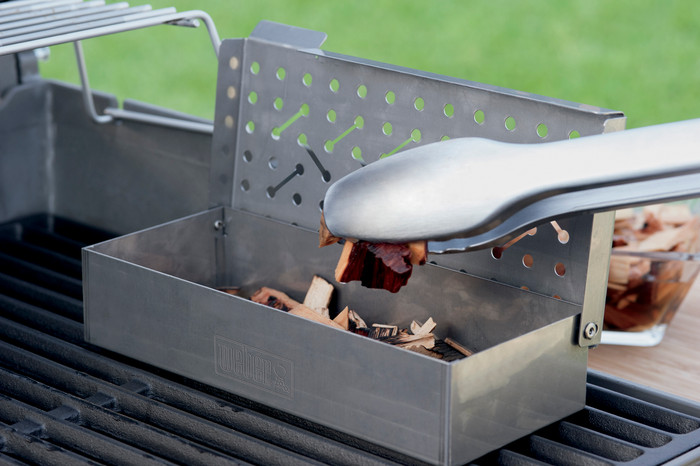 Weber Universal Smoke Box Stainless Steel product in use