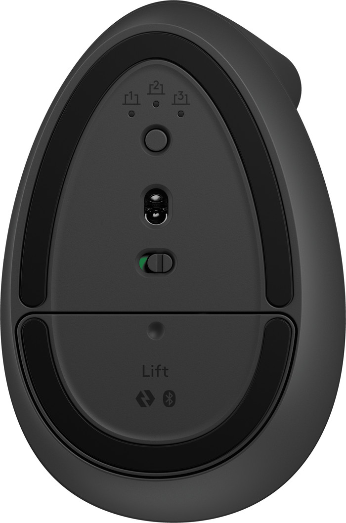 Logitech Lift Vertikale ergonomische Maus Schwarz unten