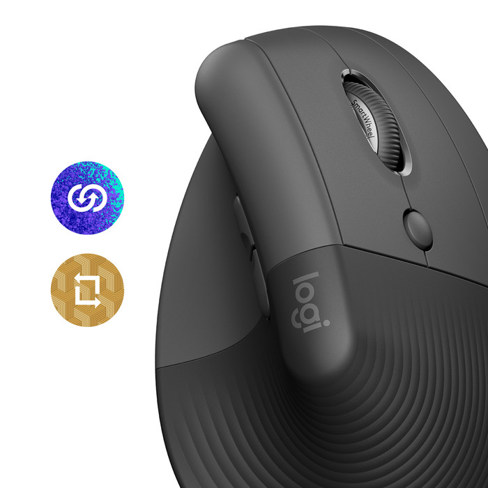 Logitech Lift Vertikale ergonomische Maus Schwarz visueller lieferant