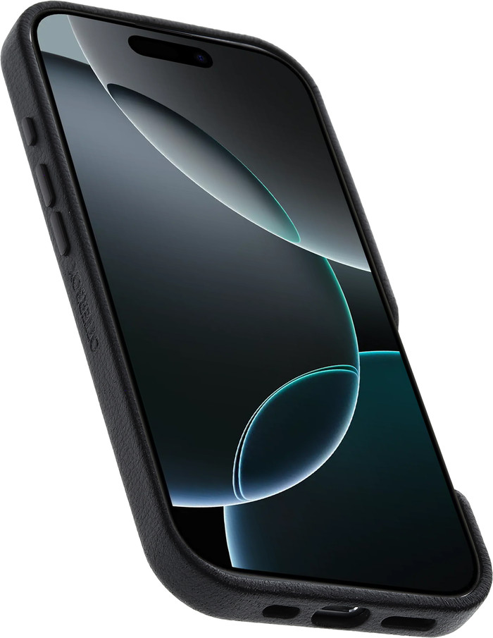 Otterbox Symmetry Apple iPhone 16 Pro Backcover mit MagSafe Magnet Leder Schwarz rückseite
