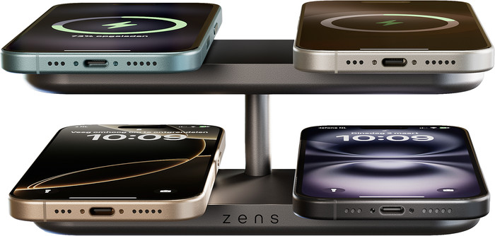 Zens 4-in-1 Wireless Charger 15W with Stand and MagSafe Magnet Black Main Image