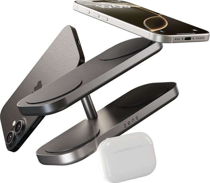 Zens 4-in-1 Wireless Charger 15W with Stand and MagSafe Magnet Black front