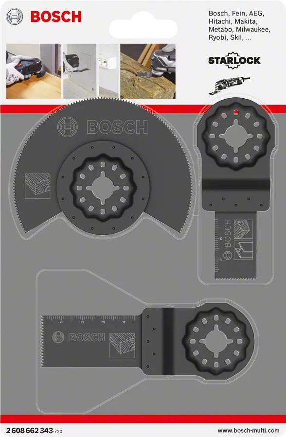 Bosch Professional 3-teiliges Starlock Basic Holzset verpackung