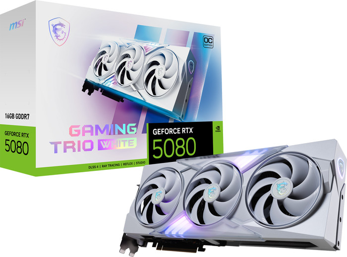 MSI GeForce RTX 5080 GAMING TRIO OC WHITE 16GB verpackung