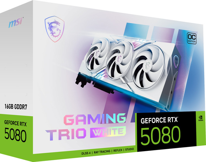 MSI GeForce RTX 5080 GAMING TRIO OC WHITE 16GB verpackung