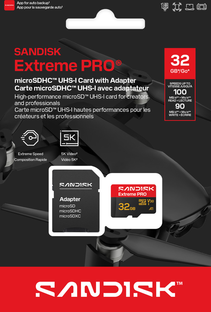 SANDISK Extreme PRO microSDHC 32GB 90 MB/s verpackung