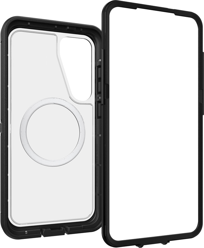 OtterBox Defender Samsung Galaxy S25 Plus Back Cover with Magnet Transparent Black Belt front