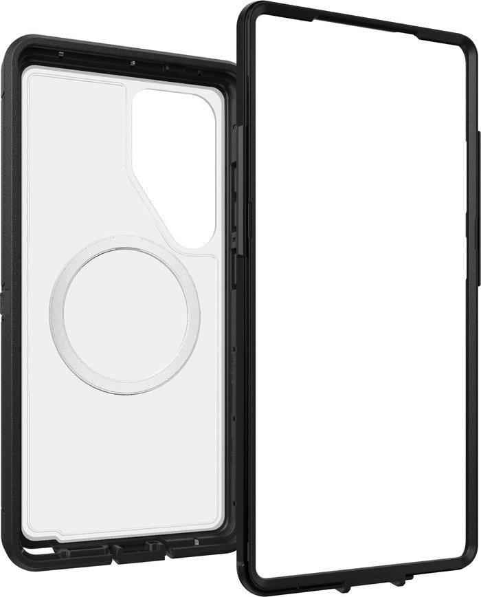 OtterBox Defender Samsung Galaxy S25 Ultra Backcover mit Magnet Transparent mit schwarzem Rand vorne