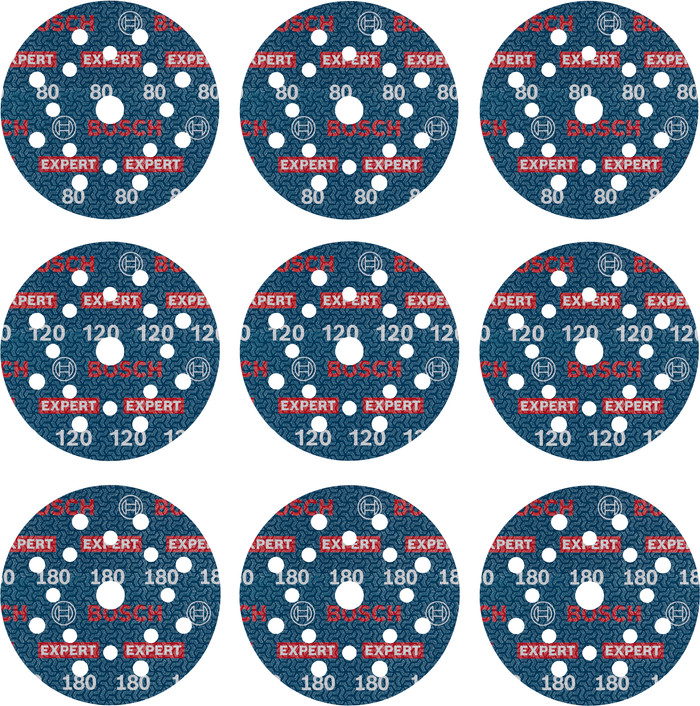 Bosch Professional EXPERT O780 125mm K80, K120, K180 (9x) Main Image