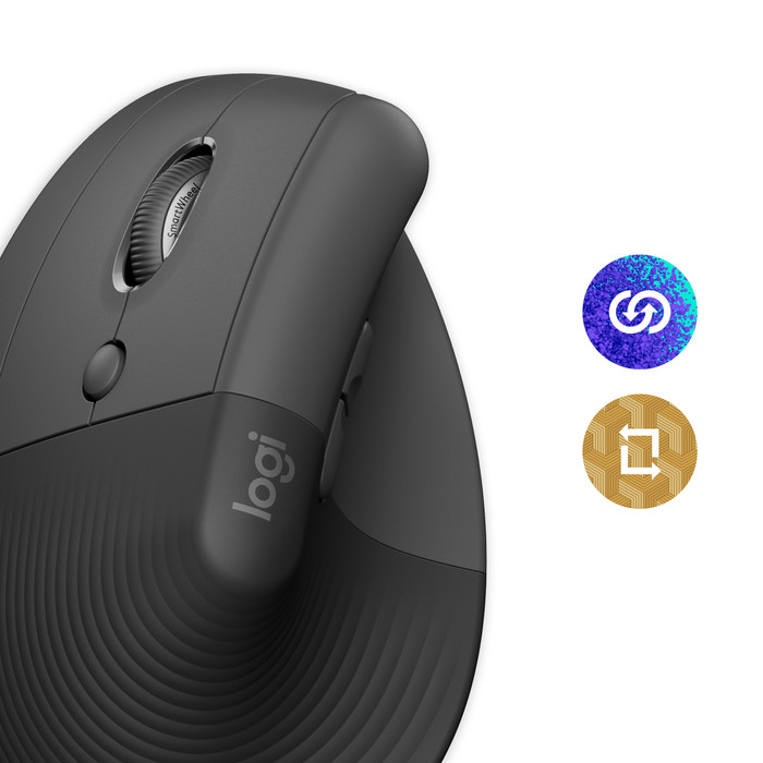 Logitech Lift Vertical Ergonomic Mouse Left-Handed Black detail
