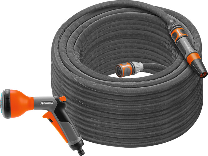 GARDENA Fabric Hose Liano Set 30m Hose + GARDENA Classic Multifunctional Spray Nozzle Main Image
