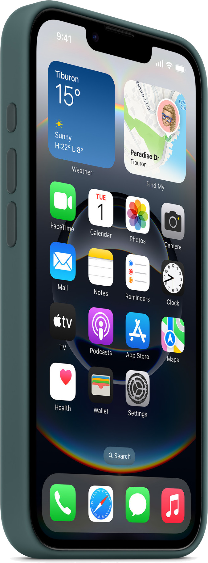 Apple iPhone 16e Backcover Seegrün rückseite