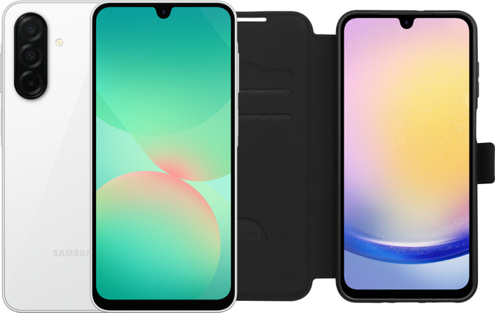 Samsung Galaxy A26 128GB White 5G + BlueBuilt Book Case Black Main Image