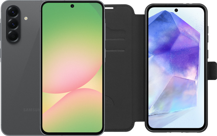 Samsung Galaxy A56 128GB Black 5G + BlueBuilt Book Case Black Main Image