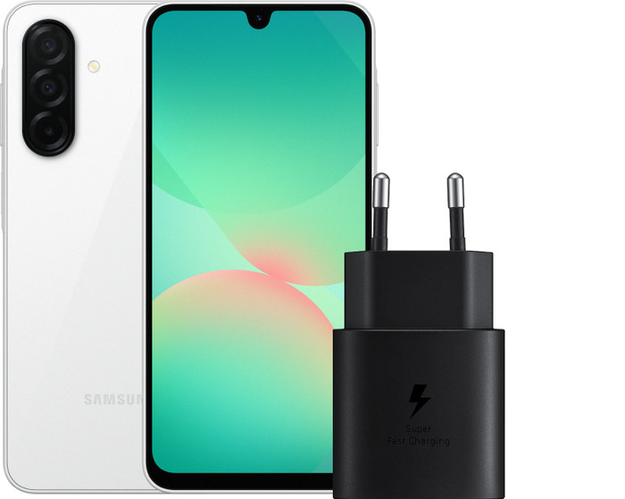 Samsung Galaxy A26 128GB Weiß 5G + Samsung Ladegerät 25 Watt Schwarz Main Image