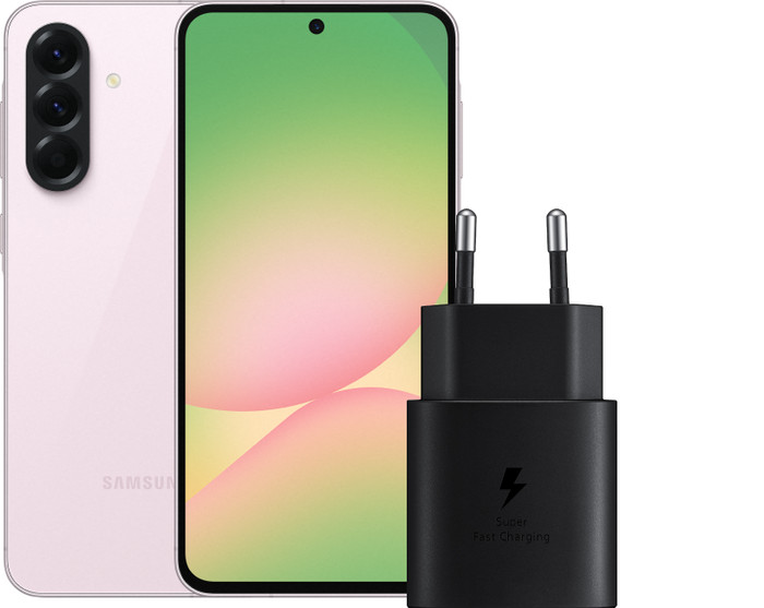 Samsung Galaxy A56 128GB Pink 5G + Samsung Charger 25W Black Main Image