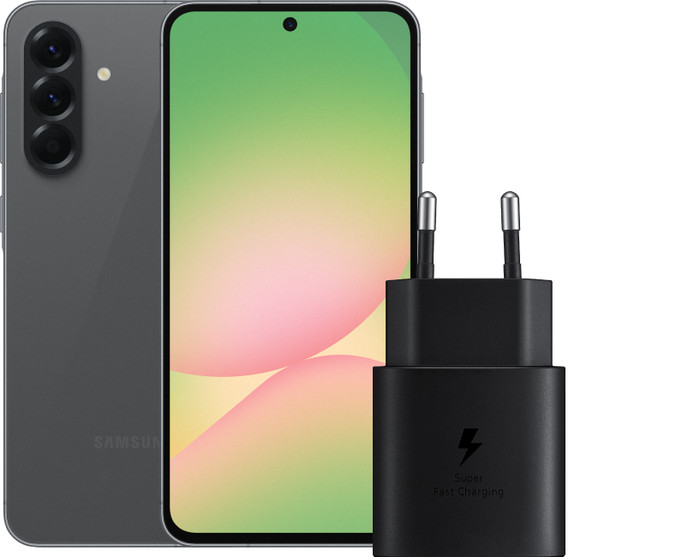 Samsung Galaxy A56 128GB Schwarz 5G + Samsung Ladegerät 25 Watt Schwarz Main Image