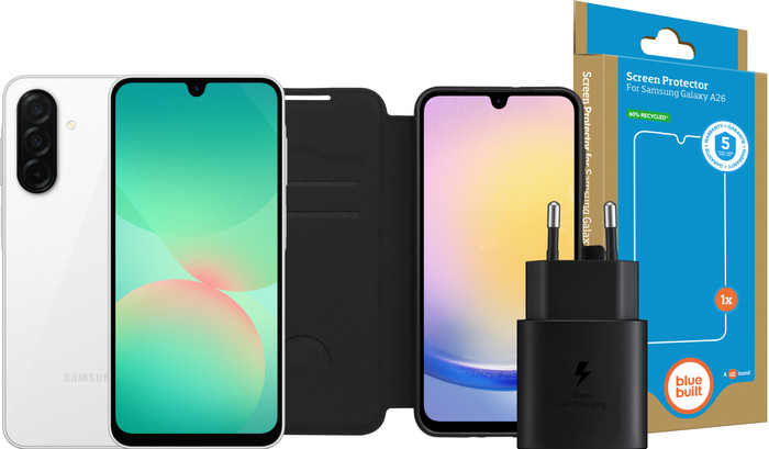 Samsung Galaxy A26 128GB White 5G + Complete Accessory Pack Main Image