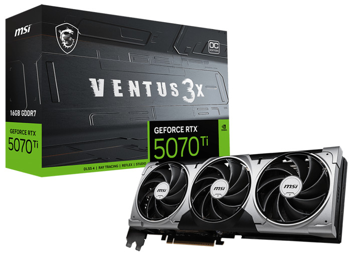MSI GeForce RTX 5070 Ti VENTUS 3X OC 16GB packaging