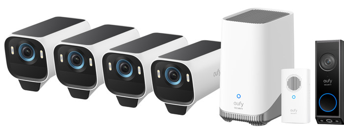 eufyCam S3 Pro 4er-Pack + Video Doorbell E340 + Chime Main Image