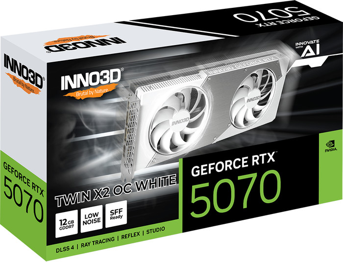 INNO3D GeForce RTX 5070 TWIN X2 OC WHITE 12GB packaging