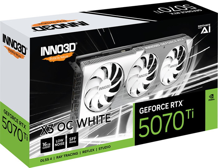 INNO3D GeForce RTX 5070 Ti X3 OC WHITE 16GB packaging
