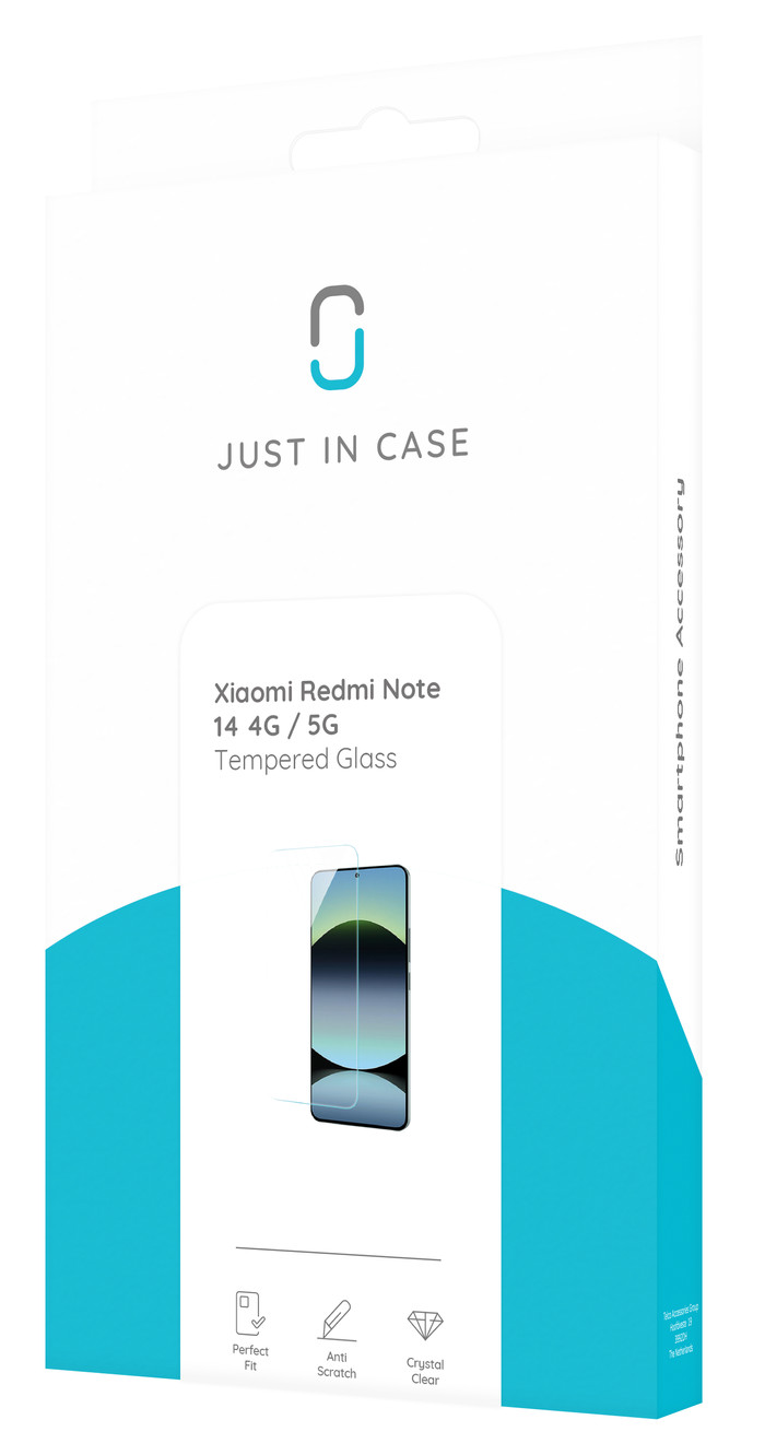 Just In Case Tempered Glass Xiaomi Redmi Note 14 4G/5G Displayschutz verpackung