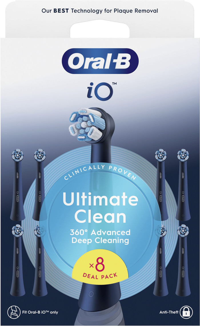 Oral-B iO Ultimate Clean Schwarz (8 Stück) verpackung