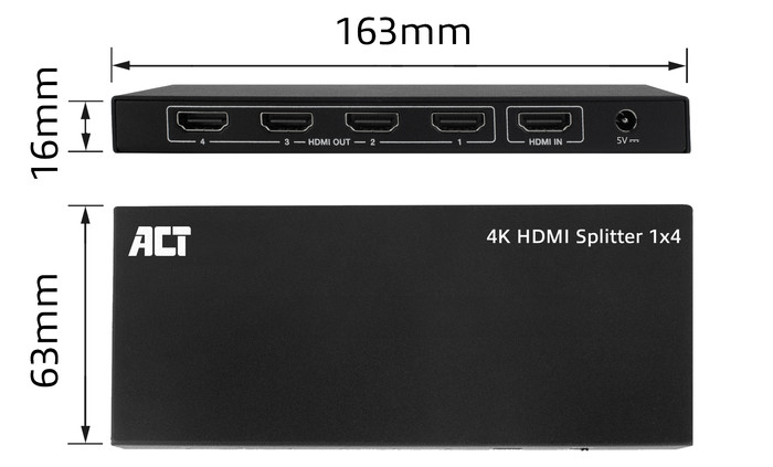 ACT AC7832 1 x 4 HDMI-Splitter detail